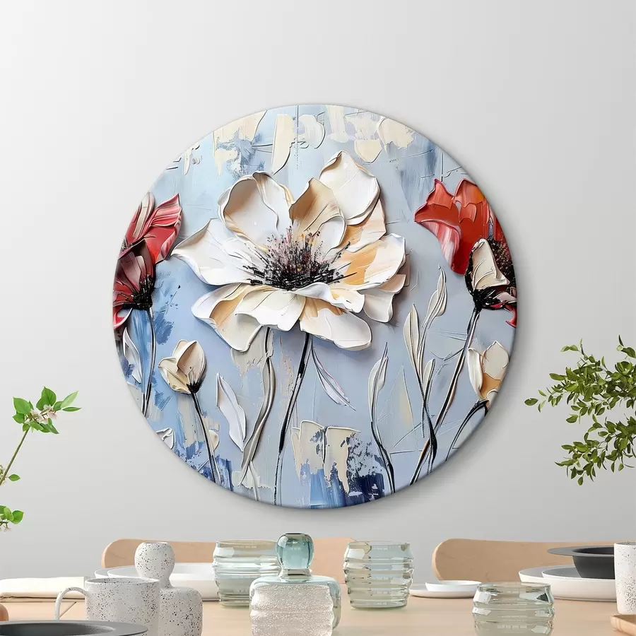  Peintures Fleurs vibrantes sur un fond bleu calme r38572