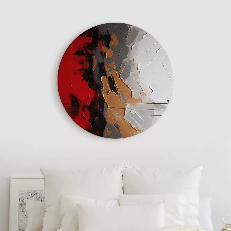  Schilderijen Gedurfde strepen rood, wit en grijs r38580