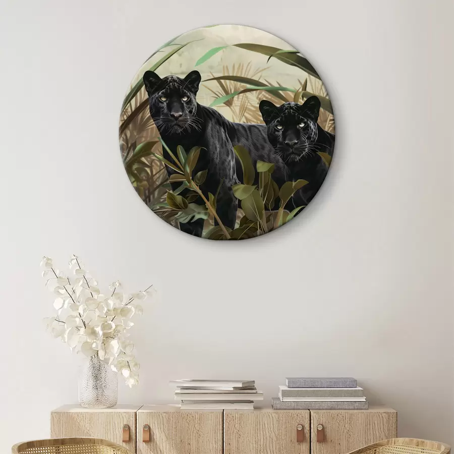  Schilderijen Twee zwarte tijgers in de jungle r38618