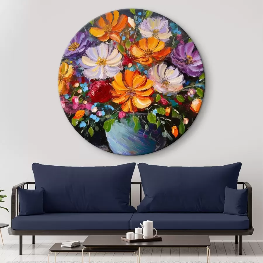  Schilderijen Afbeelding van bloemen in een blauwe vaas r38658