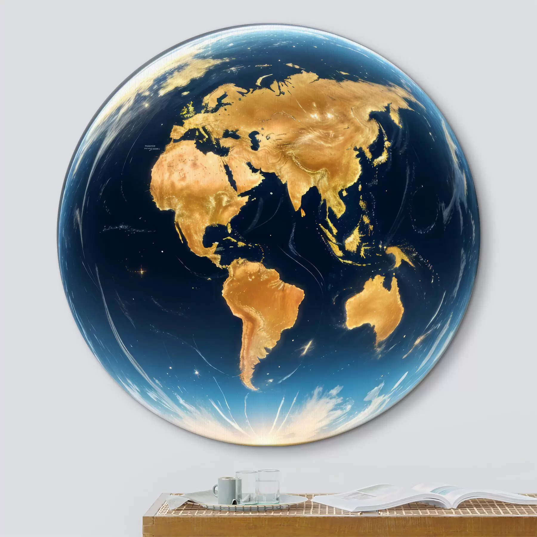  Schilderijen Een gedetailleerde, fotorealistische afbeelding van de planeet Aarde zwevend in een ruimtelandschap r40178