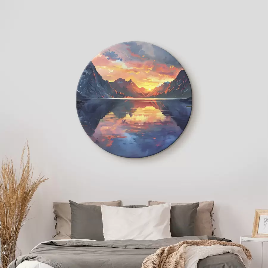  Schilderijen Zonsondergang in de bergen, rivier, natuurlandschappen, acrylverf r40306