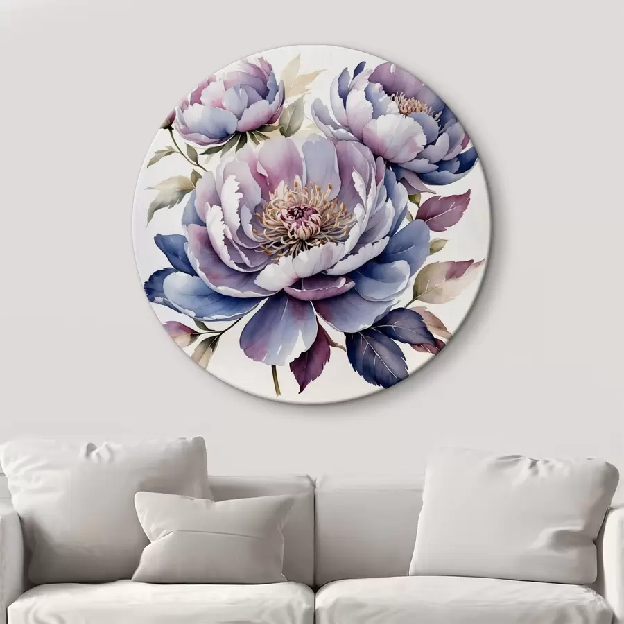  Schilderijen Grote paarse aquarelbloemen r40434