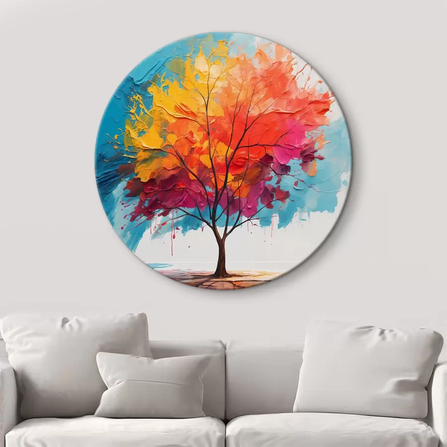  Schilderijen Abstracte veelkleurige boom op het meer r40455