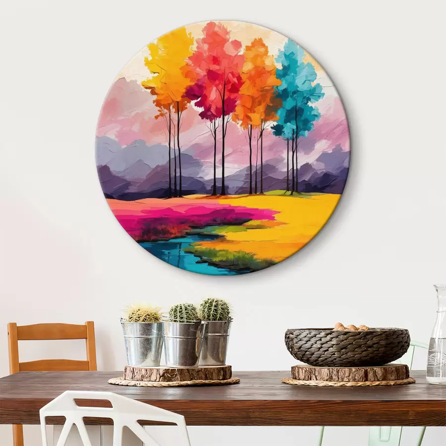  Peintures Arbres en acrylique multicolores r40456