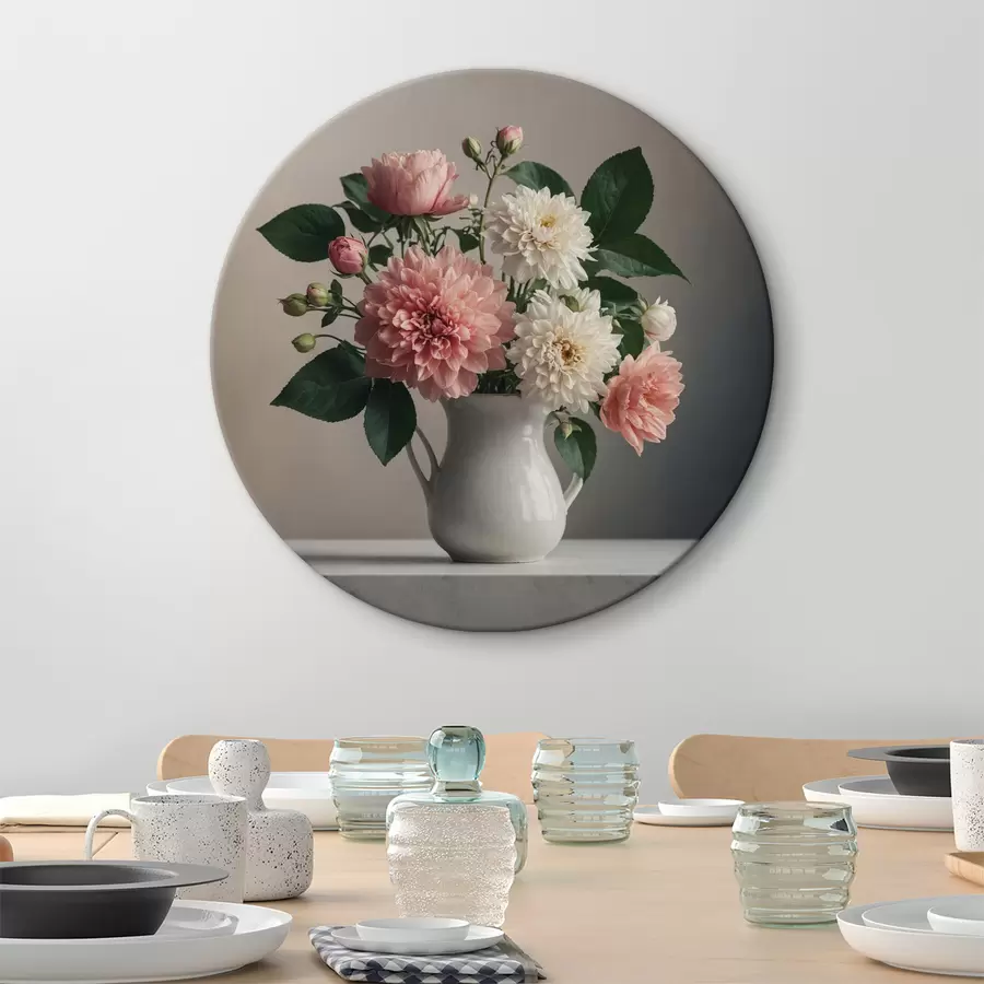  Peintures Fleurs dans un vase blanc sur la table r40472