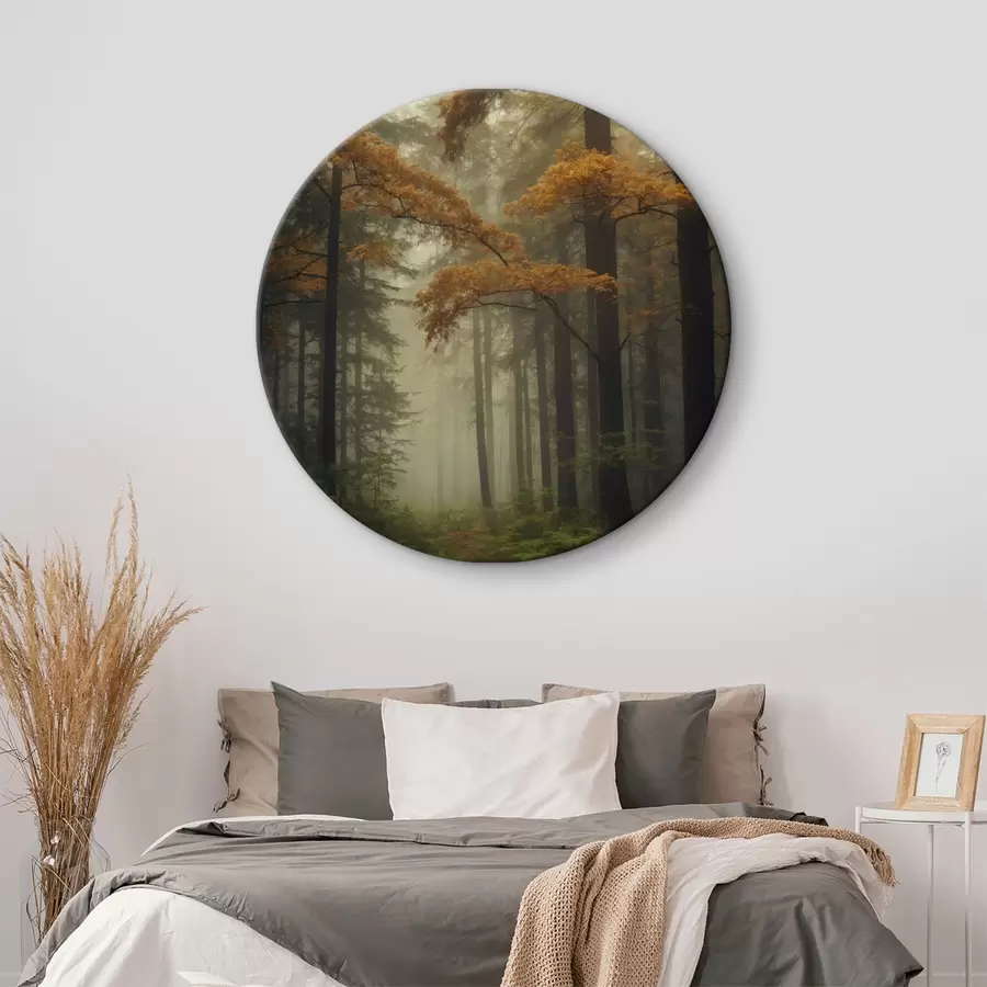  Peintures Brouillard dans la forêt d'automne r40474