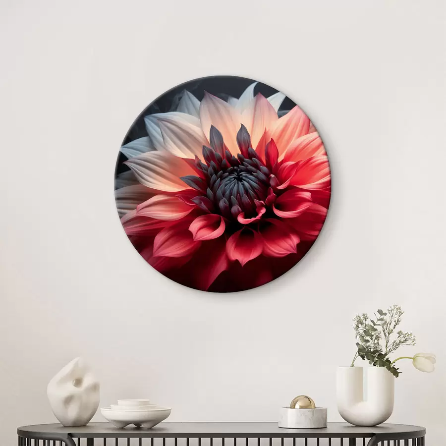  Schilderijen Grote rode bloem op een donkere achtergrond r40506