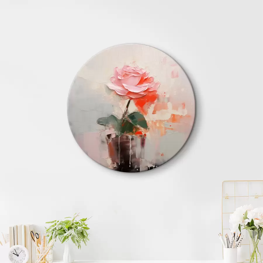  Schilderijen Abstracte roos in een vaas, grijs, roze, rood r40515