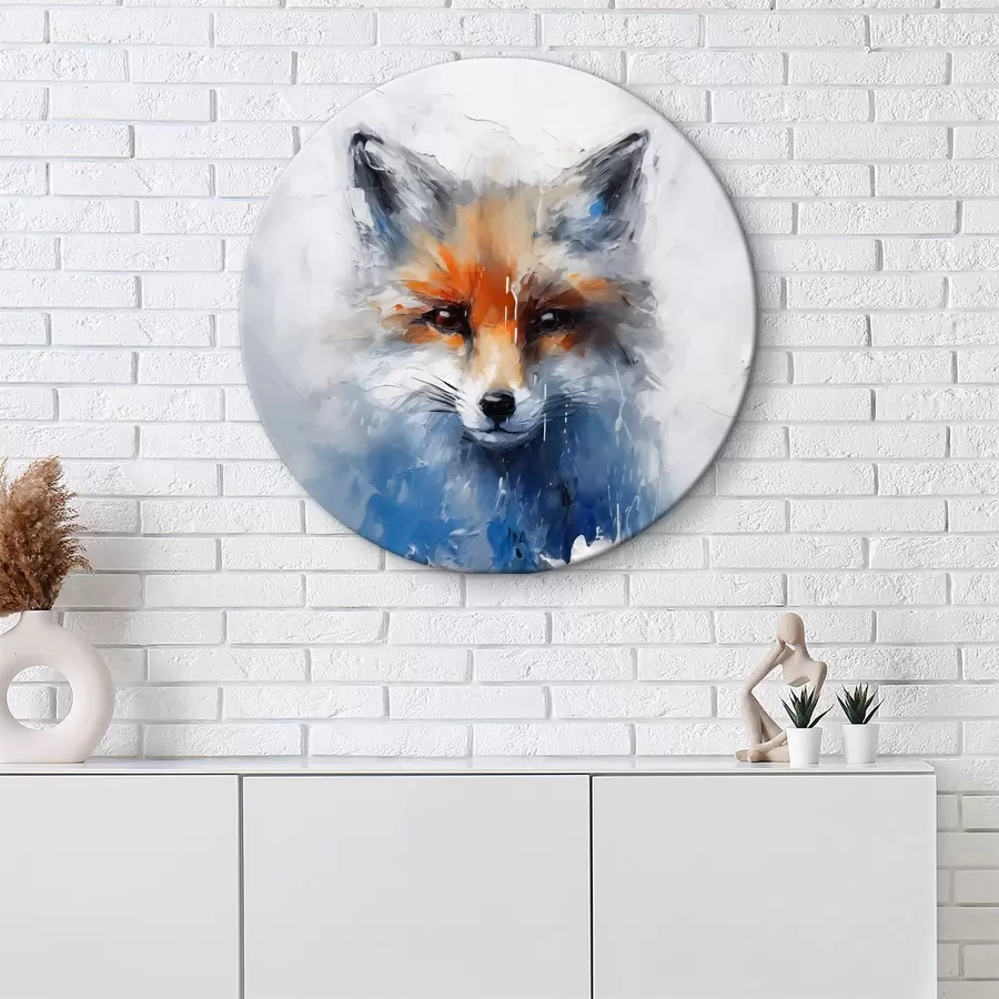  Schilderijen Abstract portret van een vos in blauwe verfspatten r40524