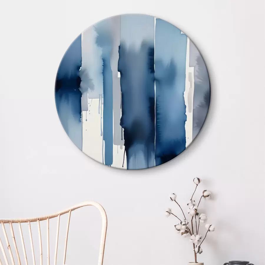  Schilderijen Lange, abstracte aquarelpenseelstreken in een wazige, blauwachtige compositie r40564