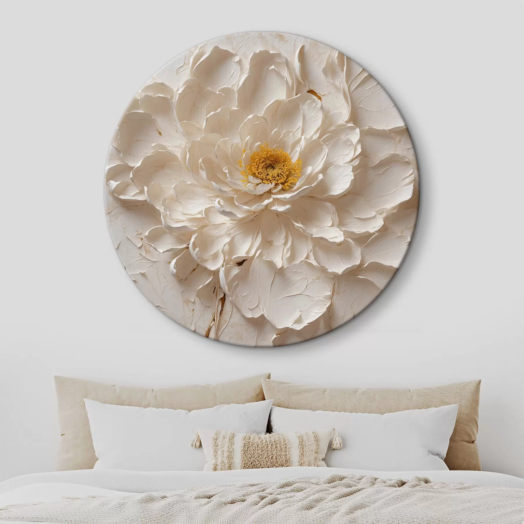  Schilderijen Witte bloem in olieverf op witte achtergrond r40618