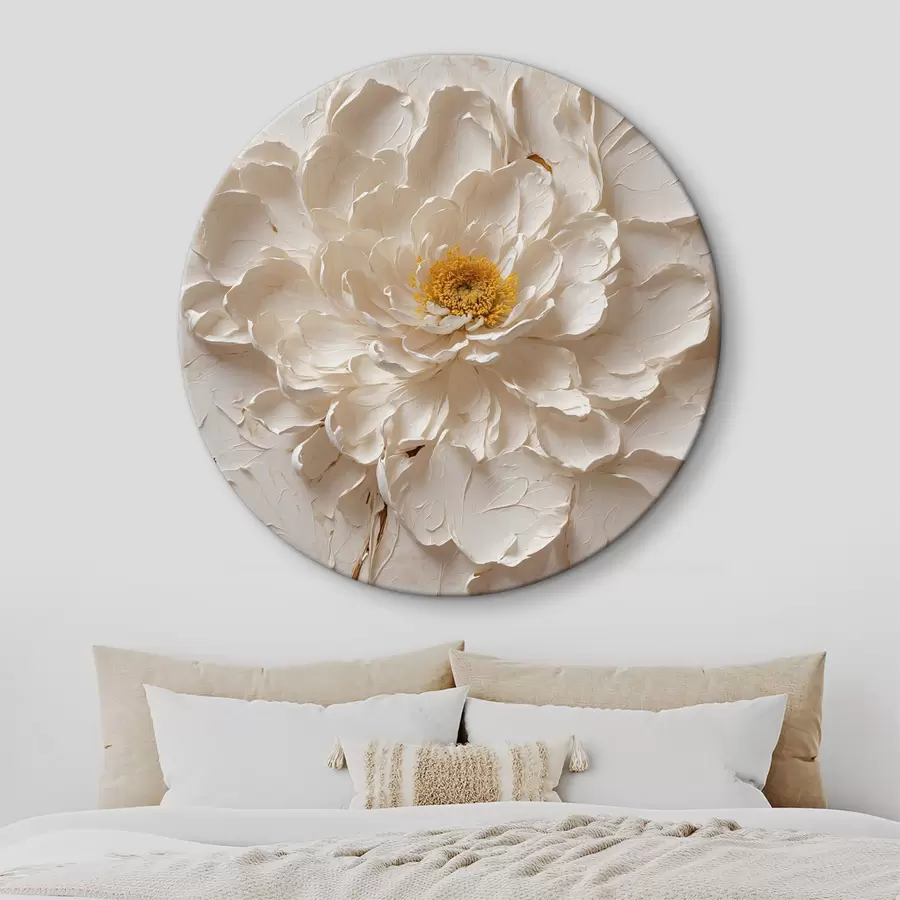  Schilderijen Witte bloem in olieverf op witte achtergrond r40618