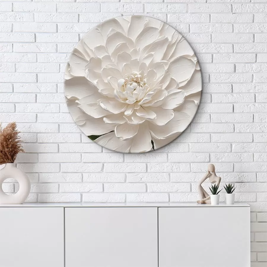  Schilderijen Witte bloem in olie met groene steel r40620