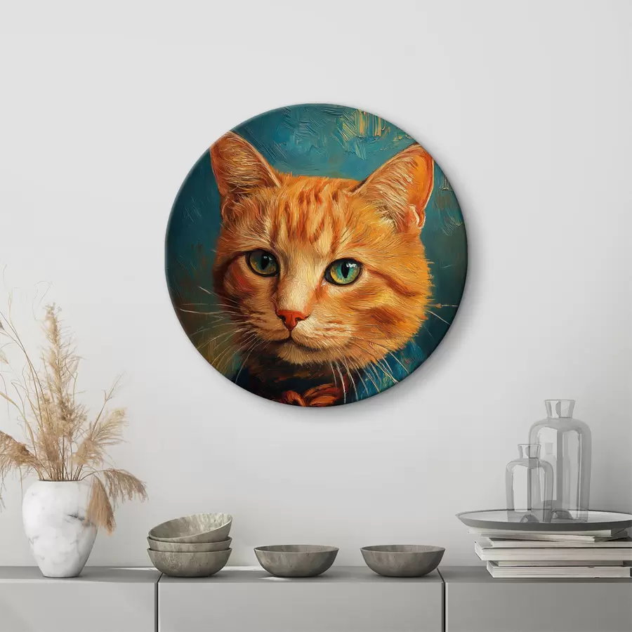  Schilderijen Een rode kat in een pak in de stijl van een Van Gogh-portret r40647