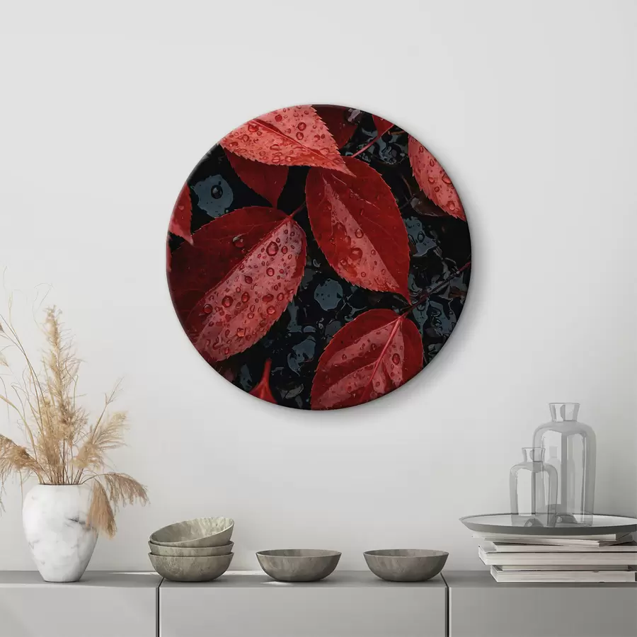  Peintures Rosée sur les feuilles rouges r40705