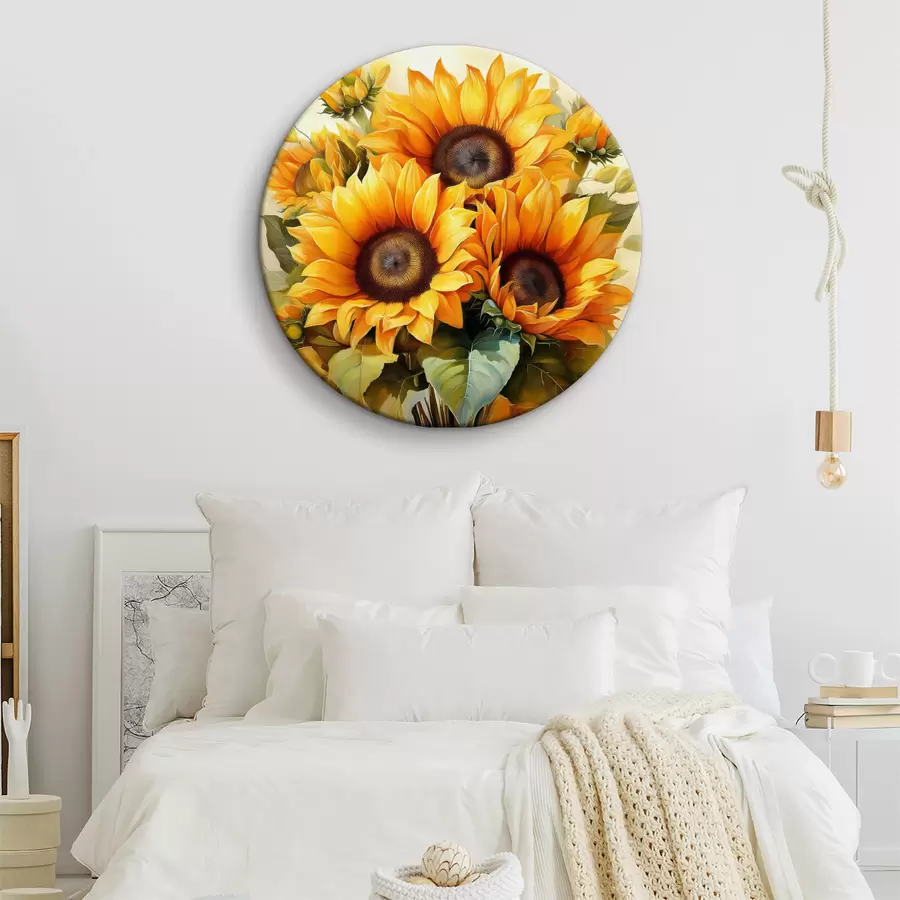  Schilderijen grote zonnebloemen, gele zonnebloemen r40710