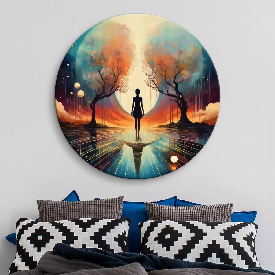  Schilderijen silhouet tussen bomen, zelfbewustzijn, zelfreflectie r40713