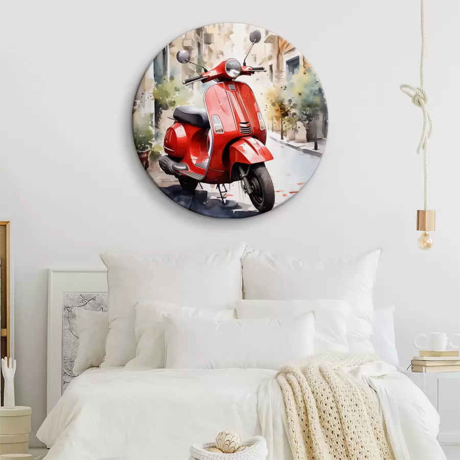  Schilderijen Rode motorfiets op straat in Rome aquarel r40728