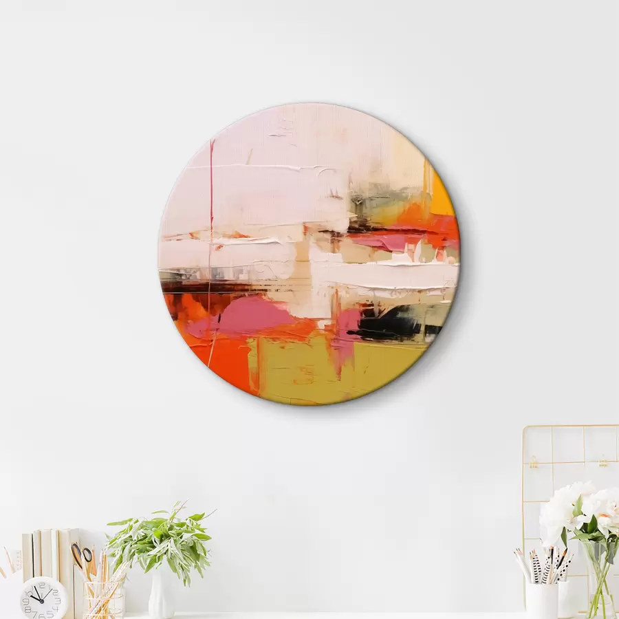  Schilderijen Abstracte verfstreken, rode, gele, groene, oranje kleuren r40747