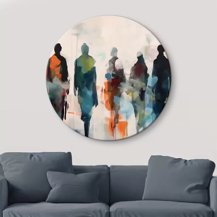  Schilderijen Silhouetten van een groep abstracte mensen, imitatie van penseelstreken r40752