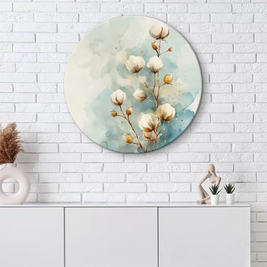  Peintures Un brin de coton sur fond d'aquarelle r40780