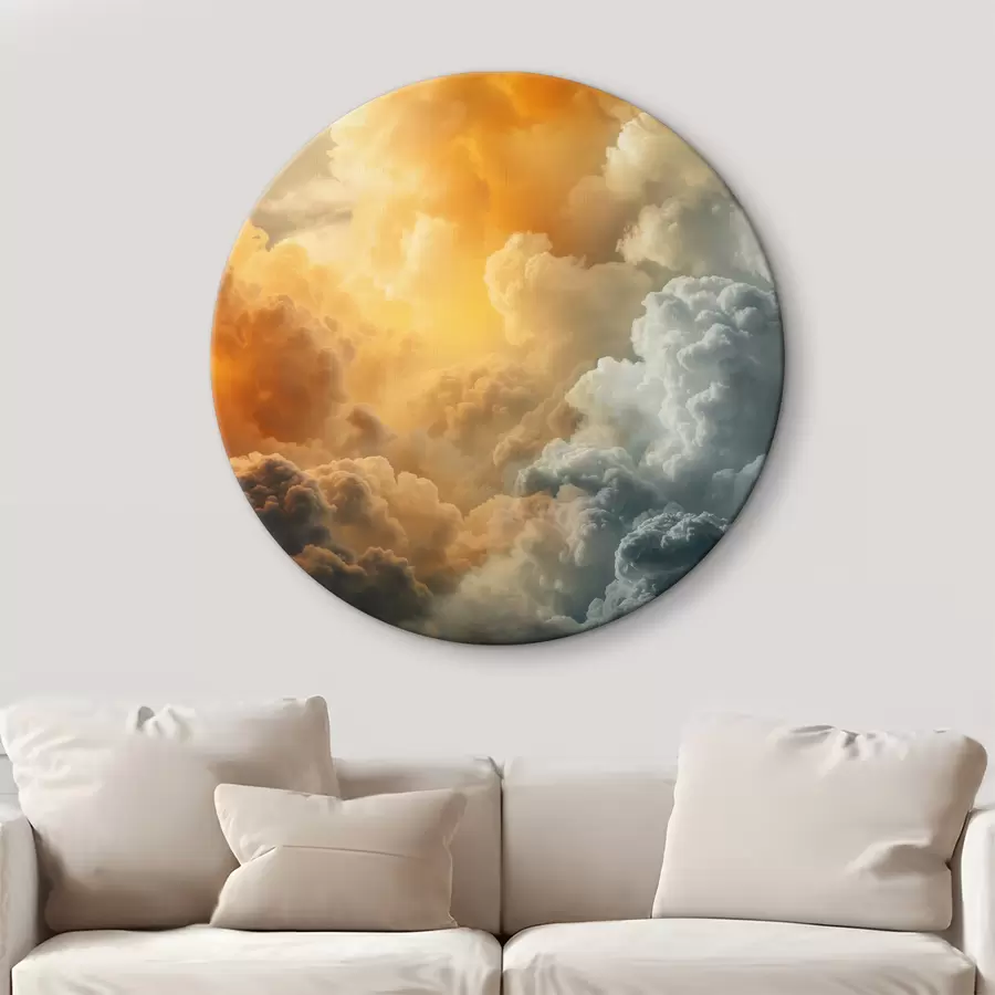  Schilderijen Wolken, donkerblauw, oranje, antiek r40785