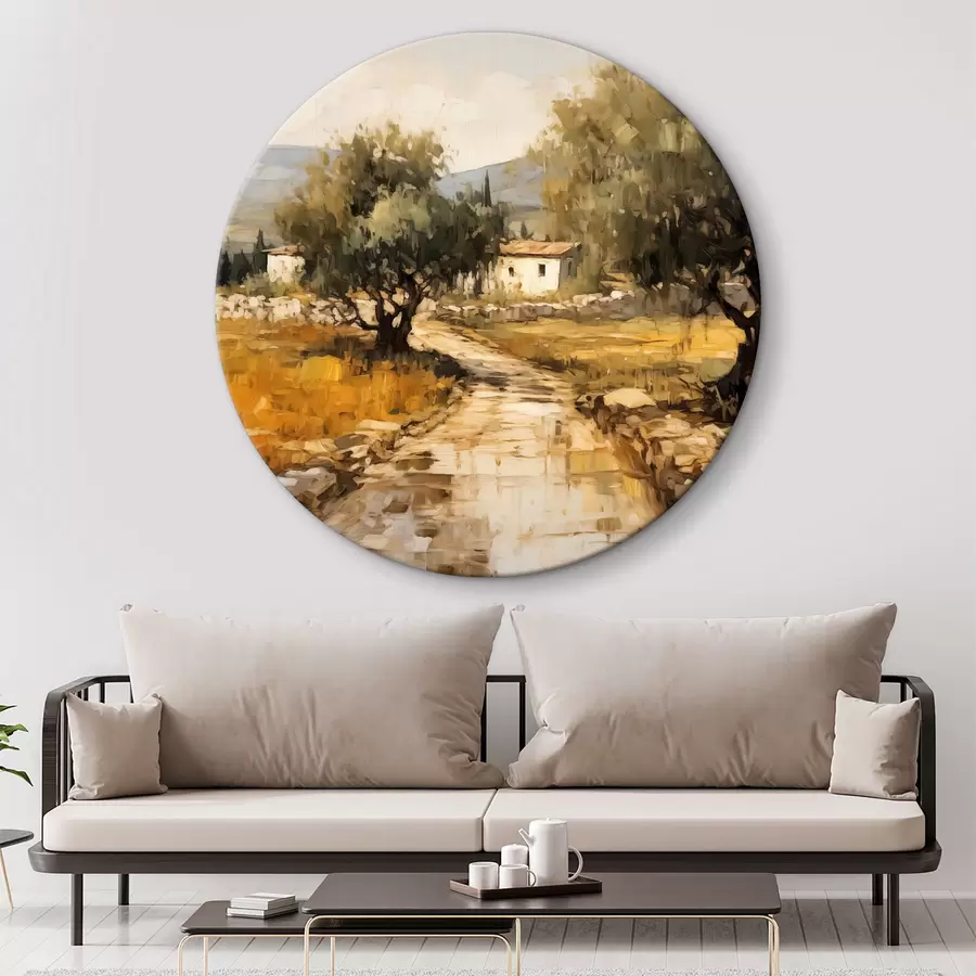  Peintures Route vers le village, oliviers r40810