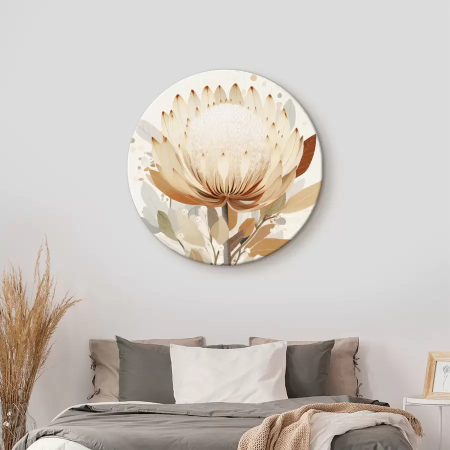  Schilderijen Bloem in een delicaat beige kleurenpalet, bloemenabstractie r40818