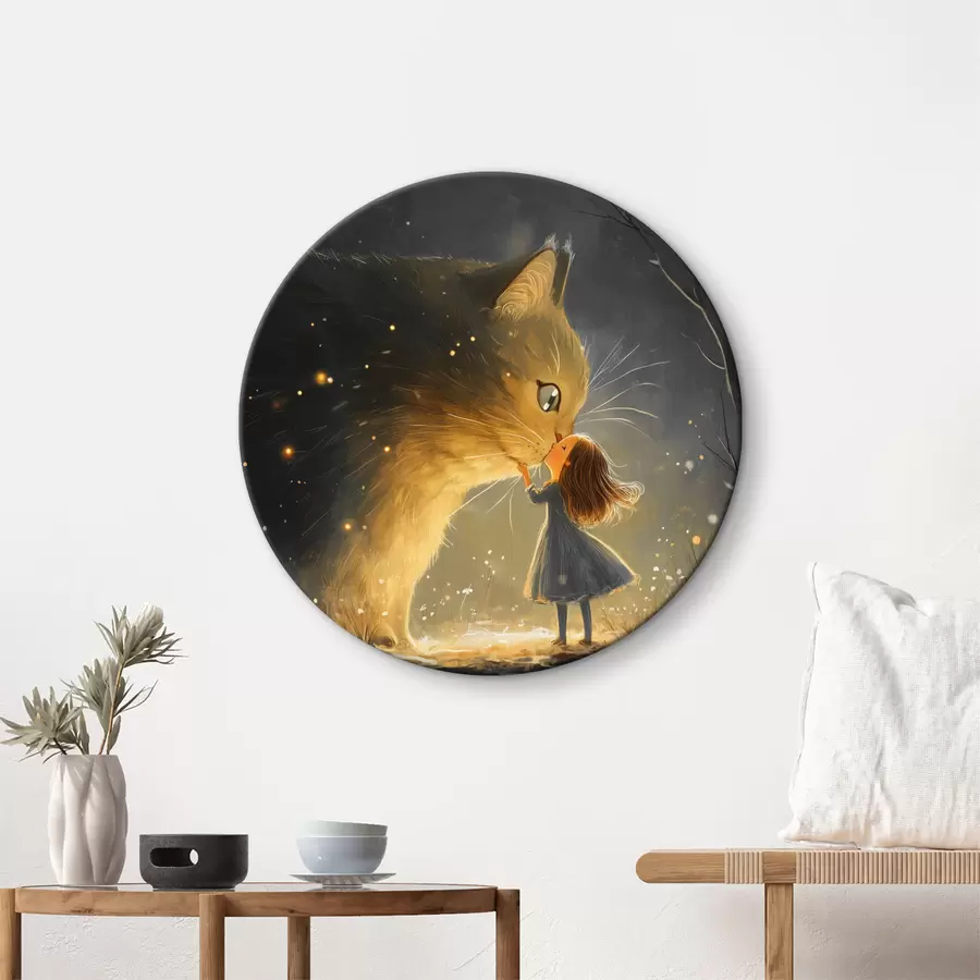  Schilderijen Het meisje kust de kat r40825