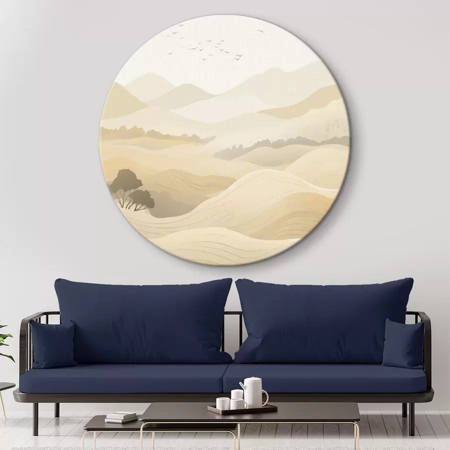  Schilderijen Heuvels, zachte kleur, bomen r40845