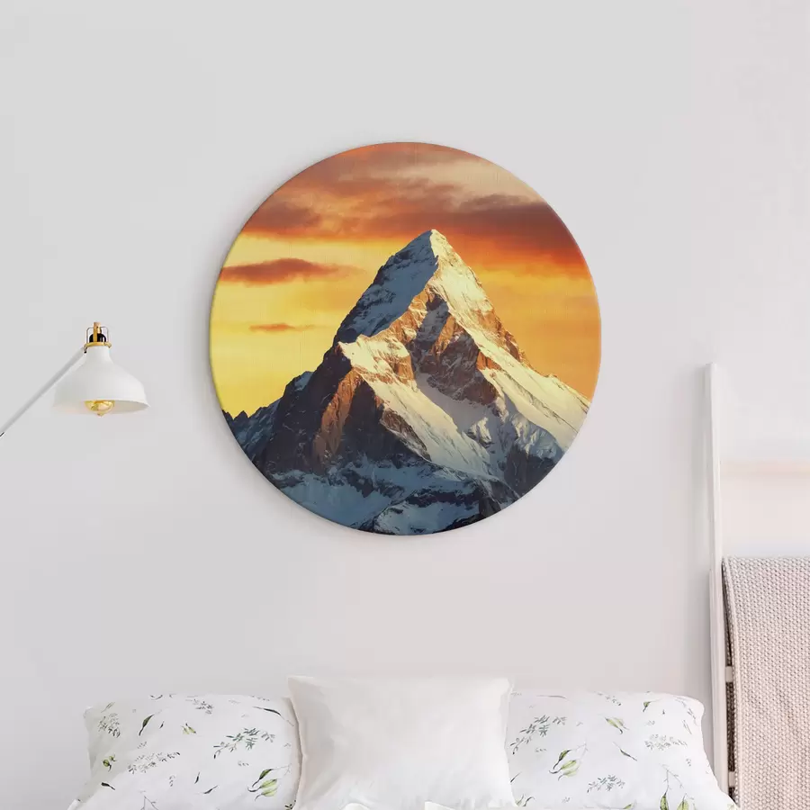  Schilderijen Besneeuwde berg en oranje lucht r40852