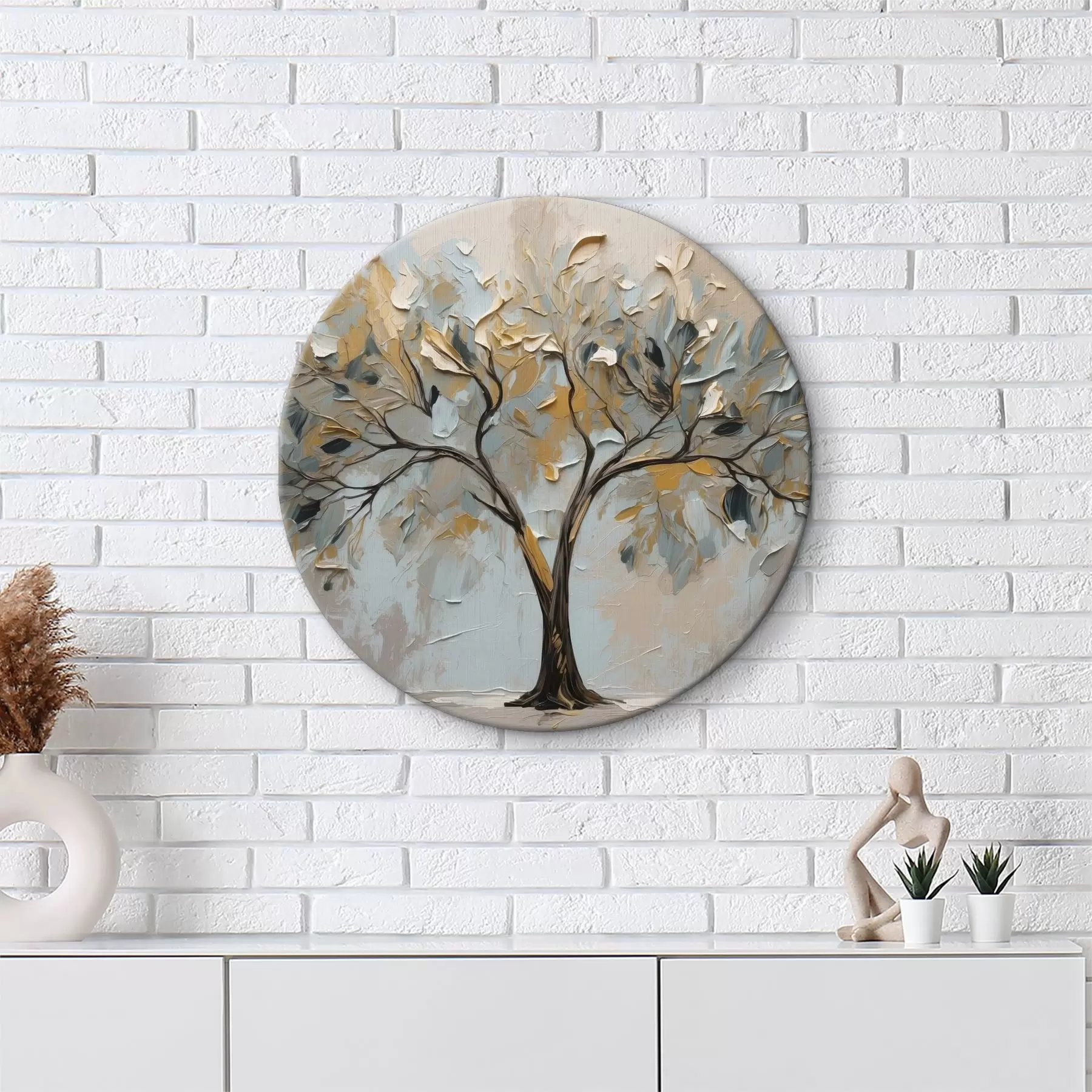  Schilderijen Boom op abstracte olieverfachtergrond r40858