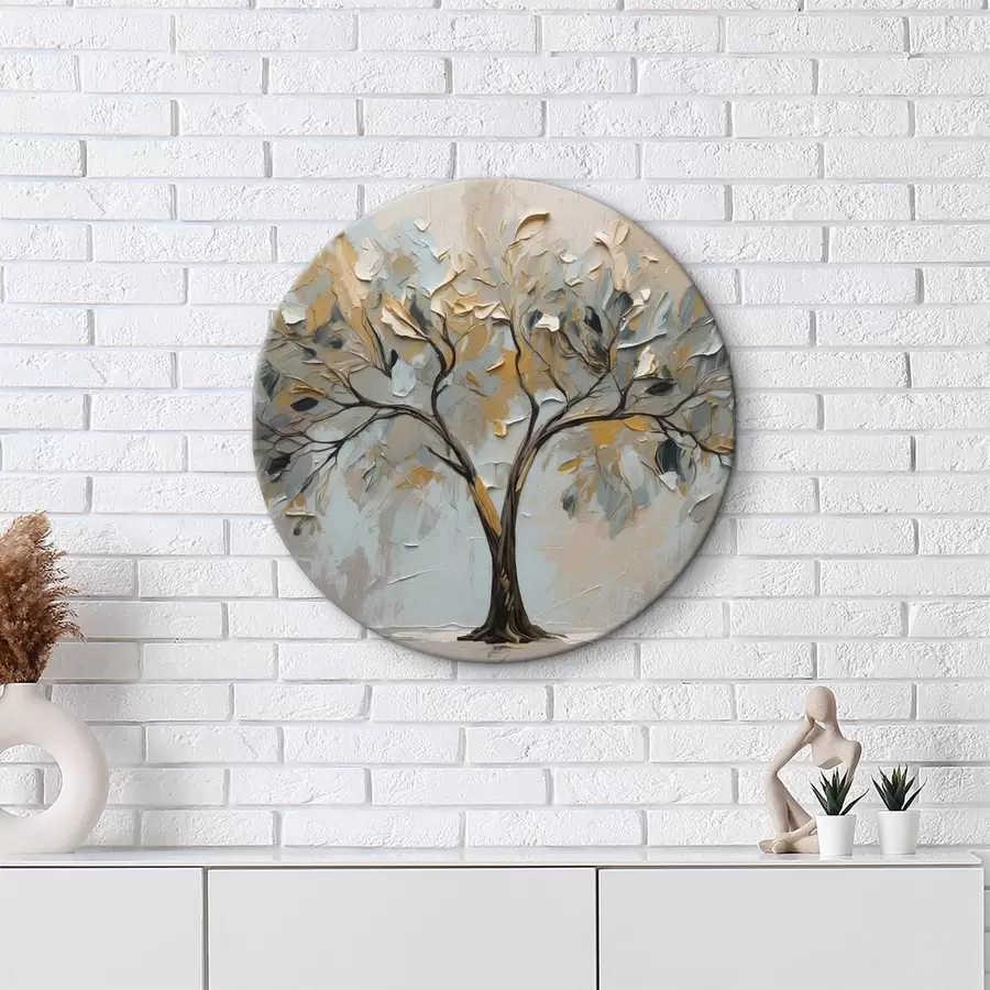  Schilderijen Boom op abstracte olieverfachtergrond r40858