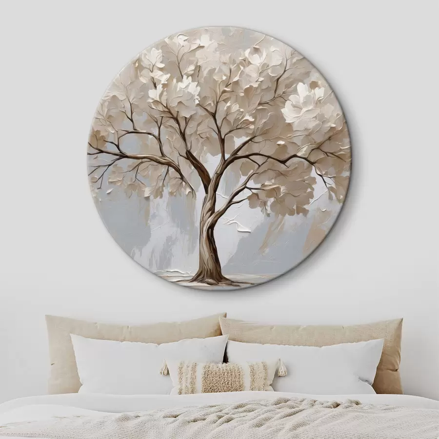  Schilderijen Witte boom op abstracte olieverfachtergrond r40860