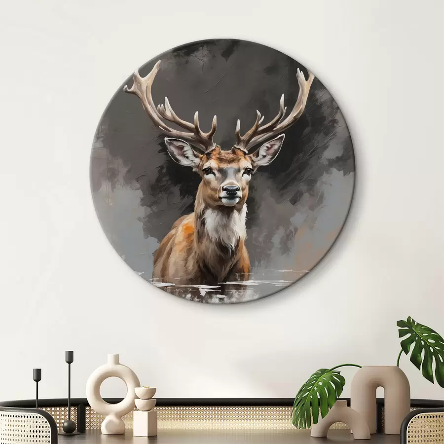  Schilderijen Herten op een grijze en zwarte achtergrond r40865