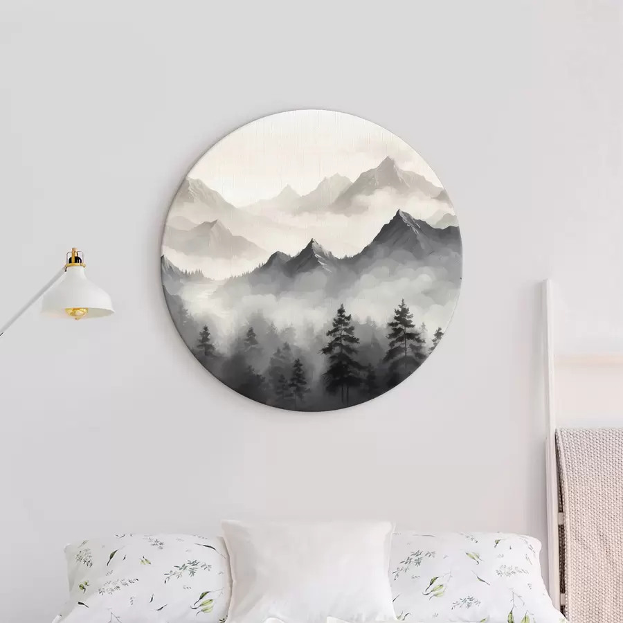  Schilderijen Bos en bergen in de mist r40866