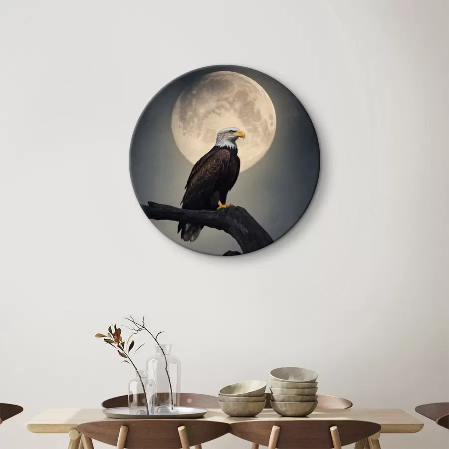  Schilderijen Een adelaar tegen de achtergrond van de volle maan r40871