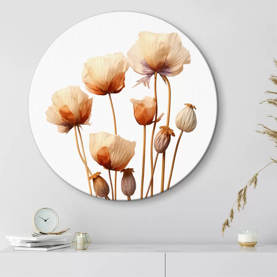  Peintures Fleurs de coquelicots sur tiges séchées minimalisme r40883