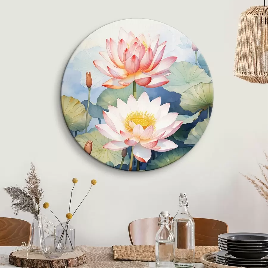  Schilderijen Waterlelie bloemen in aquarel vijver r40888