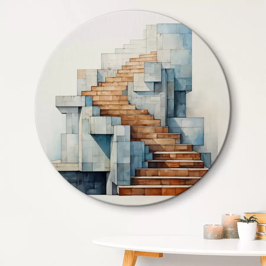  Schilderijen Stenen trap abstract architecturaal landschap aquarel r40891