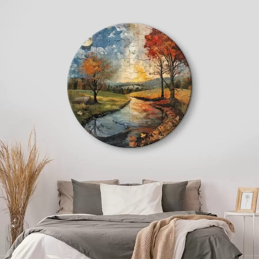  Schilderijen Collage van seizoenen in puzzelstijl r40920