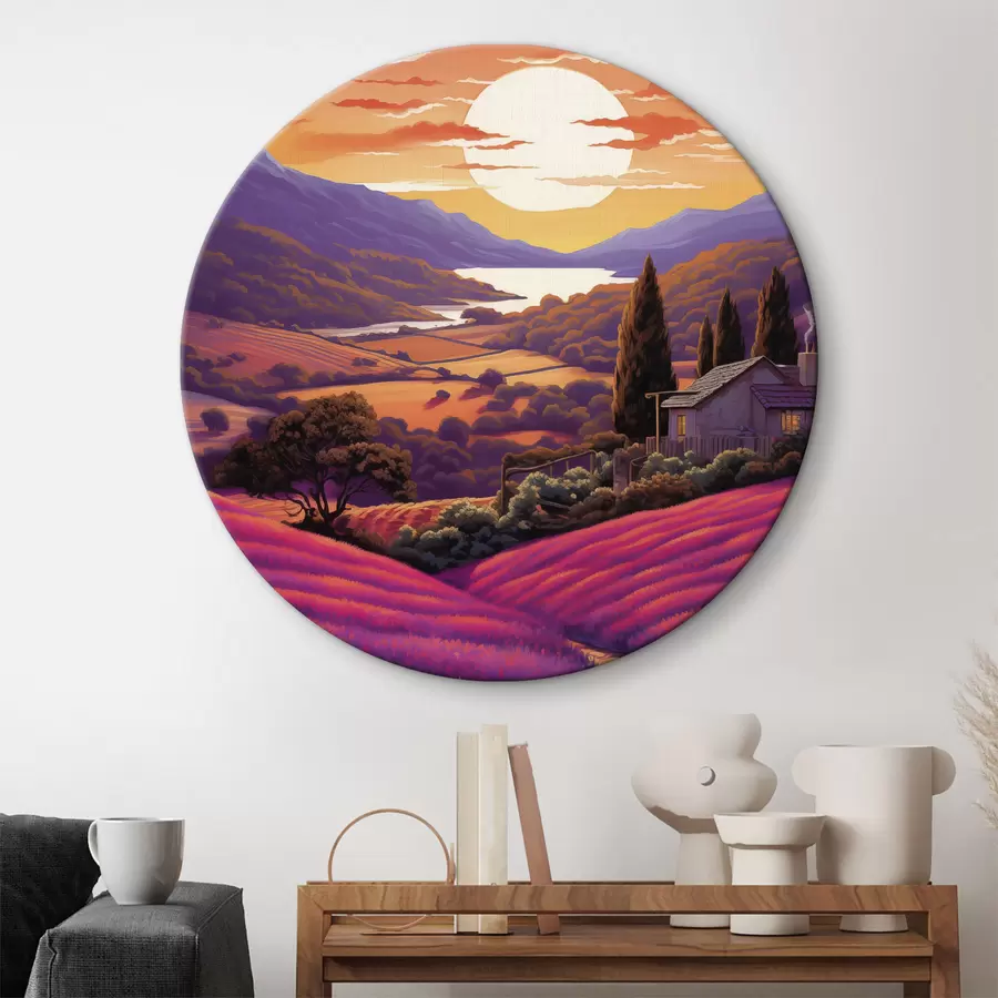  Schilderijen Lavendelvelden, zonsondergang, prachtige landschappen, bergen r40943