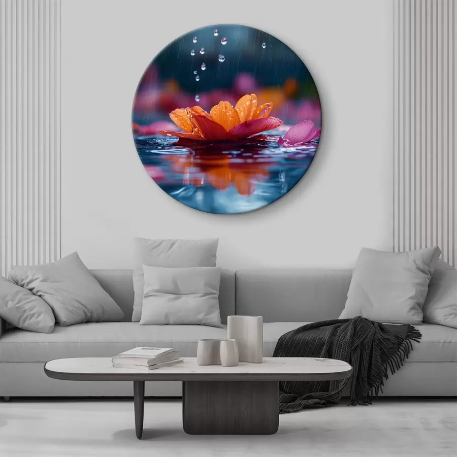  Schilderijen Waterlelie met regendruppels r40977