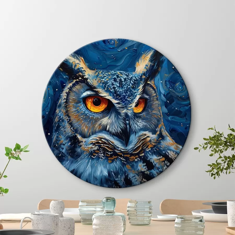  Schilderijen De nachtelijke blik van een uil tegen de hemel in de stijl van Van Gogh r40982
