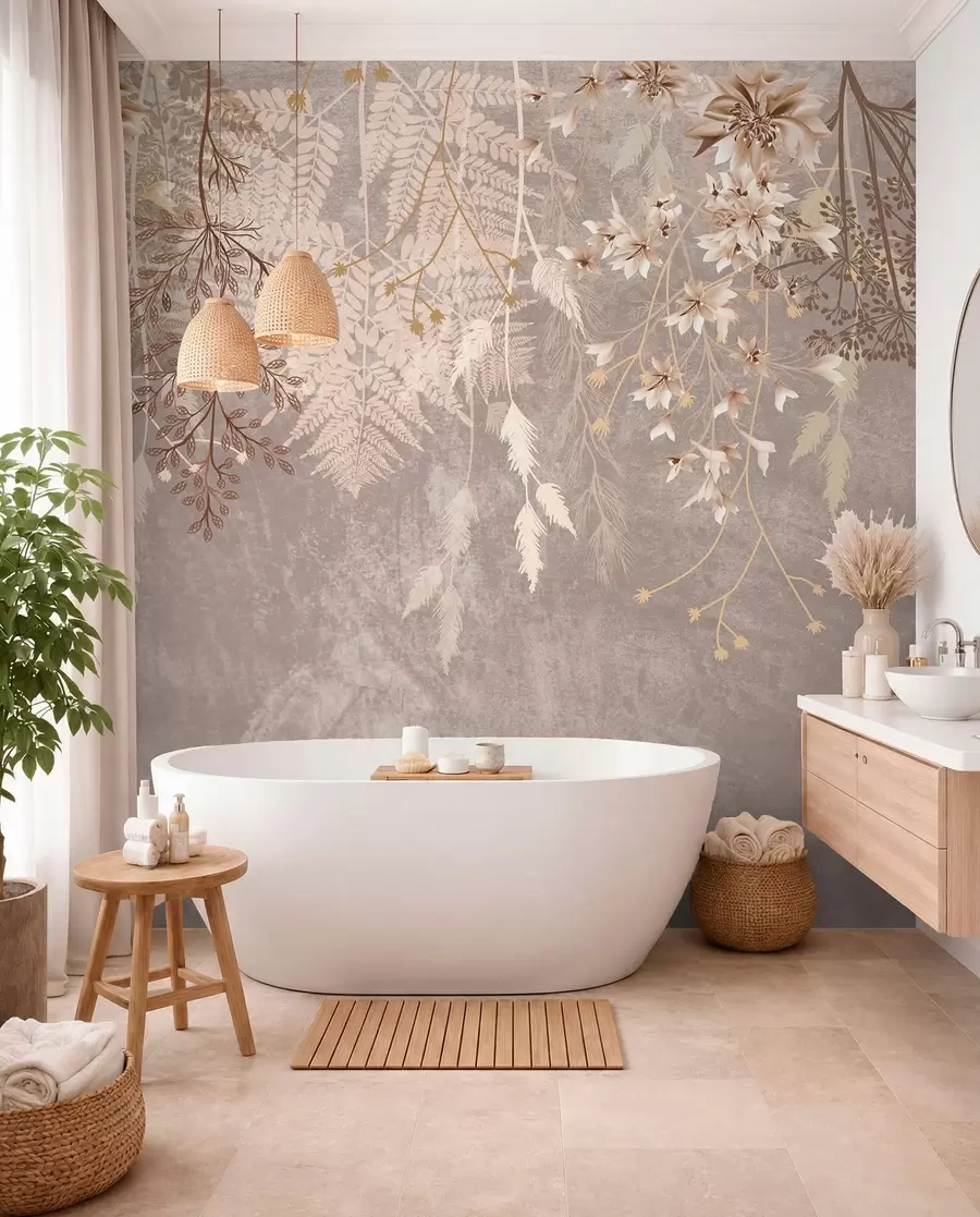 Fotobehang Wilde bloemen in sepia w08606v1