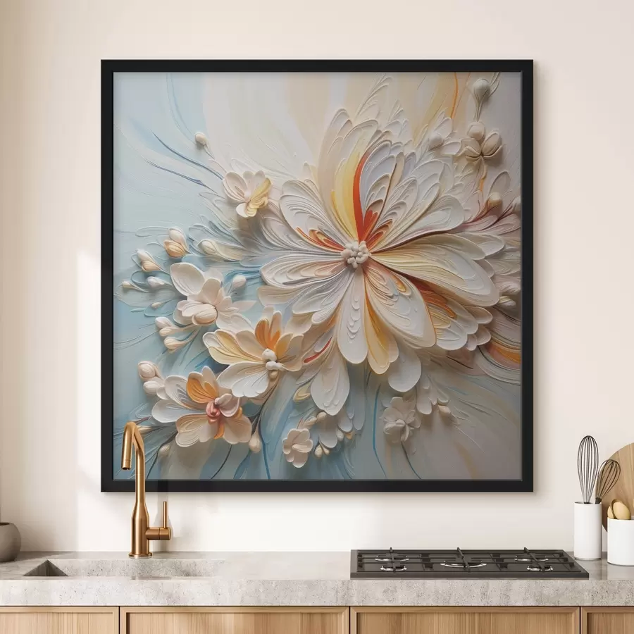 Fotobehang Volumetrische bloemenabstractie, imitatiemodellering f42189