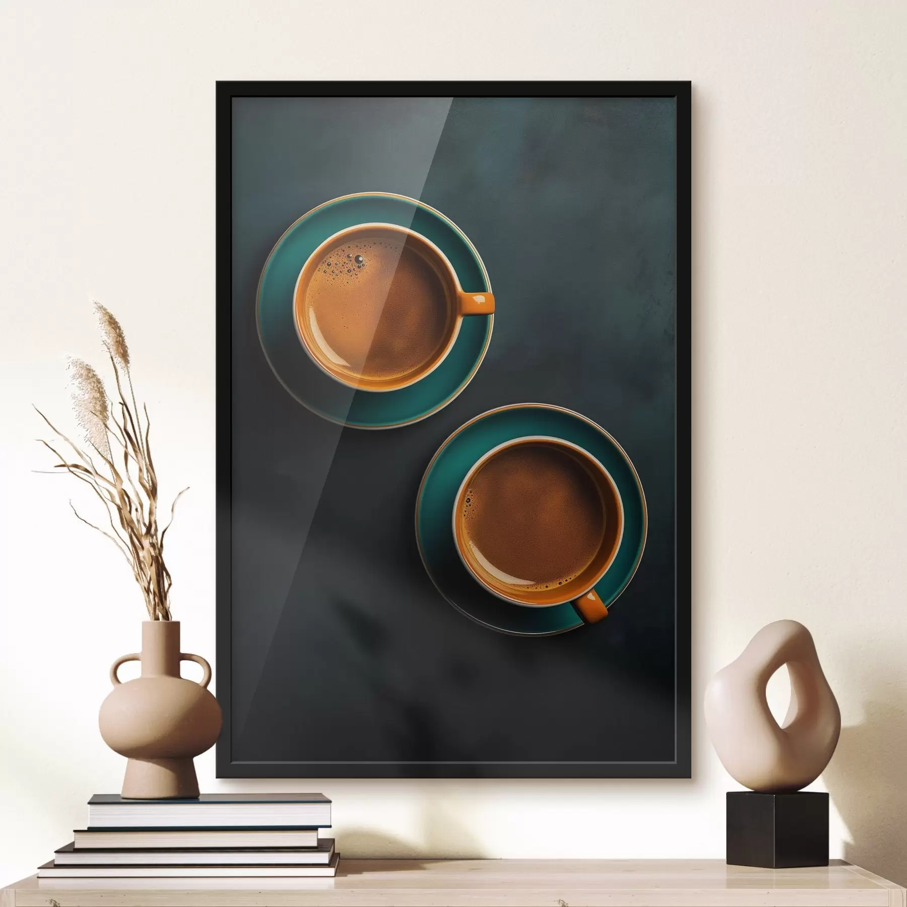  Peintures Deux tasses de café sur fond sombre f42190