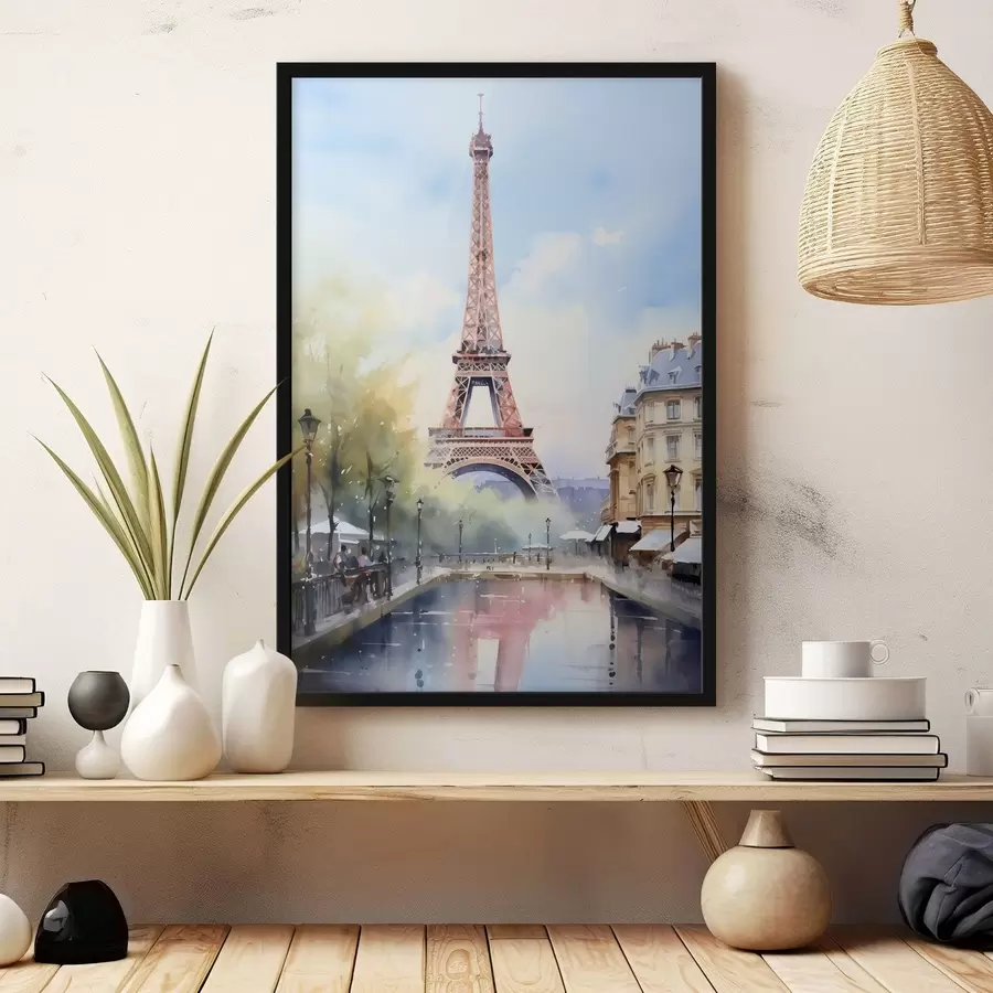 Papier peint photo Vue de Paris en style aquarelle f42192