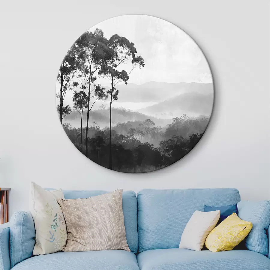  Schilderijen Mystiek bos in grijstinten, natuurlandschap, bomen r42373